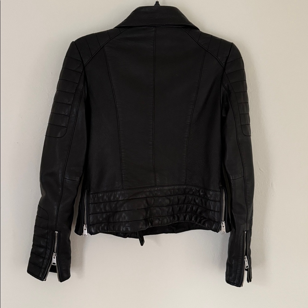 All Saints Black Leather Biker Jacket - Picture 3 of 3